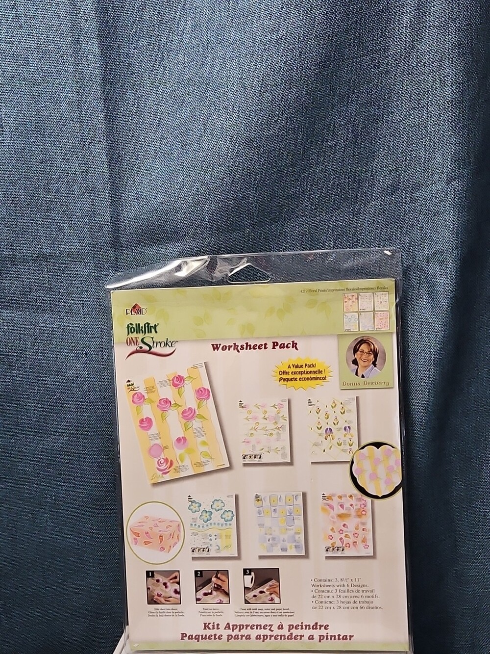 Set of 3 FolkArt One Stroke Painting Worksheet Packs | Flowers #4219 | Reusable - Picture 2 of 16